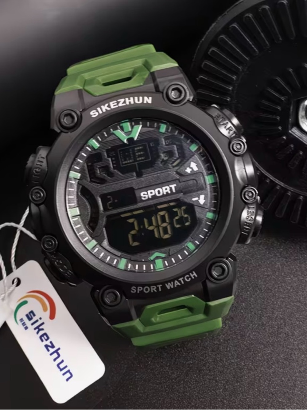 Mens Army Green LED Sports Watch -New with tags!